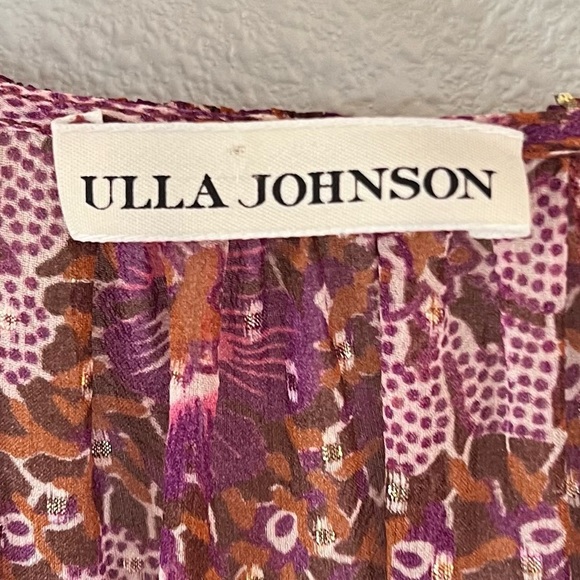 ULLA JOHNSON Brisa Printed Ruffle Mini Dress Claret Patchwork Silk Boho Women 2 - Picture 7 of 15